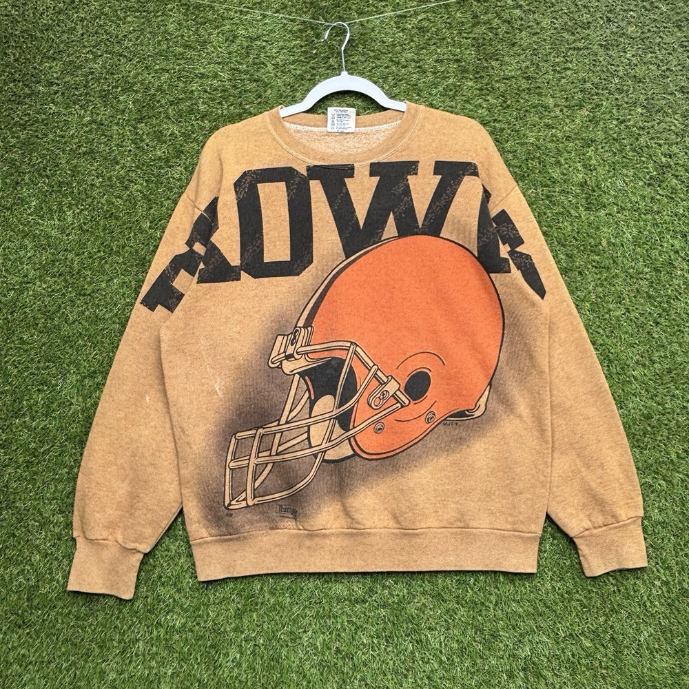 Vintage Cleveland Browns Sweatshirt Mens XL NFL All Over Print Sweater 90s
